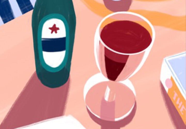 Illustration d'un verre de vin rouge